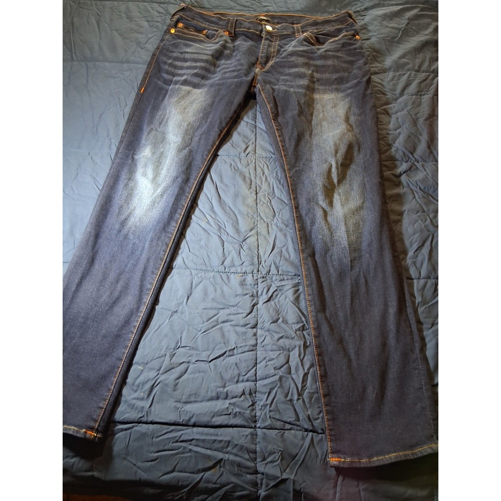 True Religion Jeans Mens Size 40x34 Blue Rocco Relaxed Skinny Pants